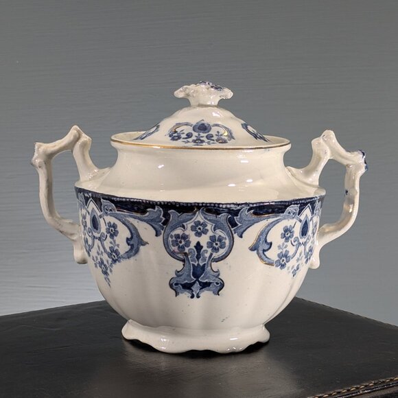 Antique Art Nouveau covered storage jar by Myott Son & Co England Marlboro - Picture 1 of 9